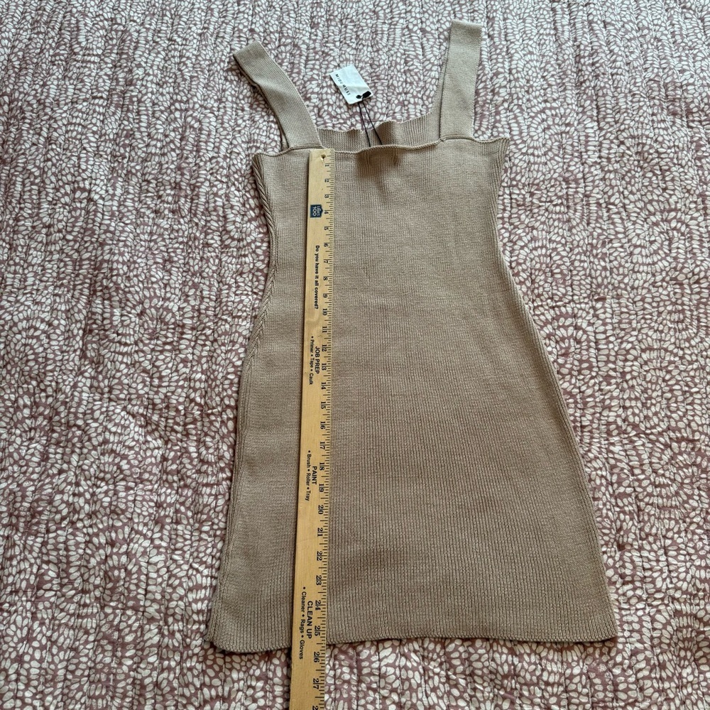 Elegant Tan Knit Mini Dress - Picture 6 of 8